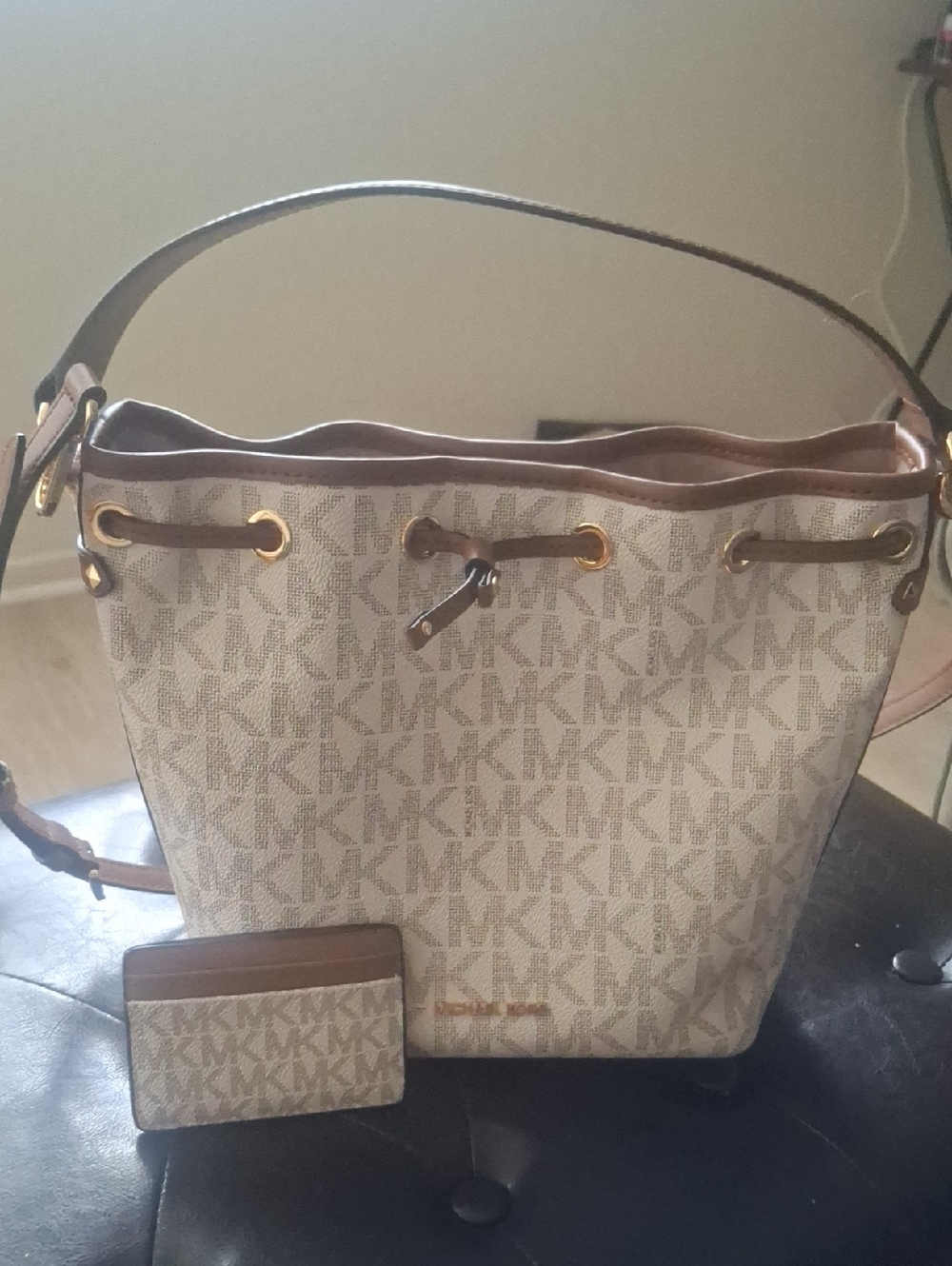 Michael Kors "Vanilla" Bucket Bag & Card Case